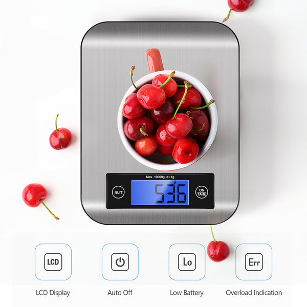 Generic Electronic Kitchen Scale 22lb / 10kg Stainless Steel Digital  Weighing Food Scale For Baking & Cooking With LCD Display DON
