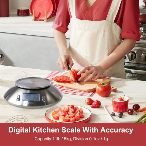 5kg/1g Household Kitchen Digital Scale With Glass Tray Lcd 2xaaa