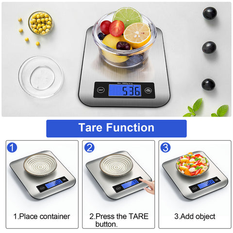 5/10/15Kg/1g Stainless Steel Kitchen Electronic Scale Cooking Baking Flour  Gram Weighing Electronic Balance Smart Digital Scales